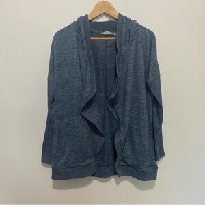 Athleta Cardigan Sweater Women's Small Open Blue Blissful Wrap Hooded Pockets